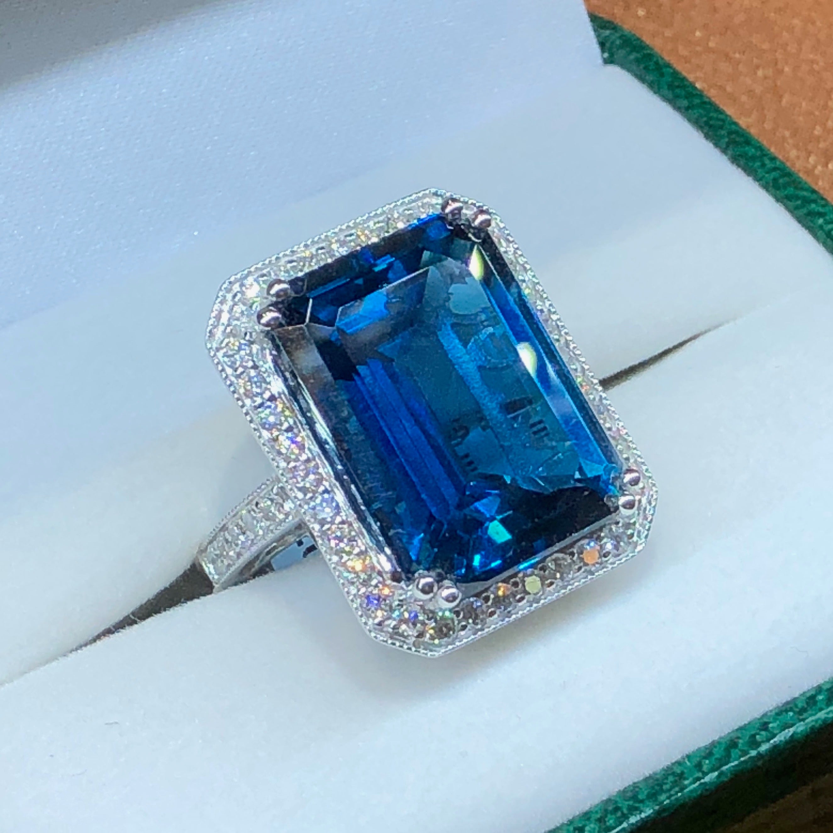 London Blue Topaz and Diamond Ring