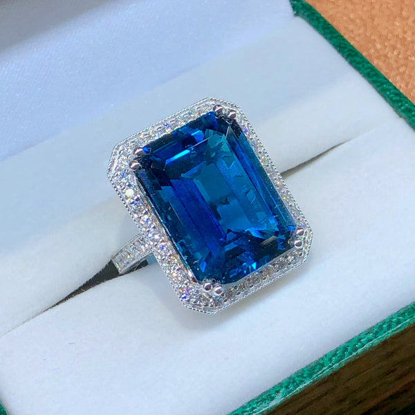 London Blue Topaz and Diamond Ring
