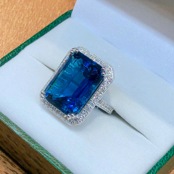 London Blue Topaz and Diamond Ring
