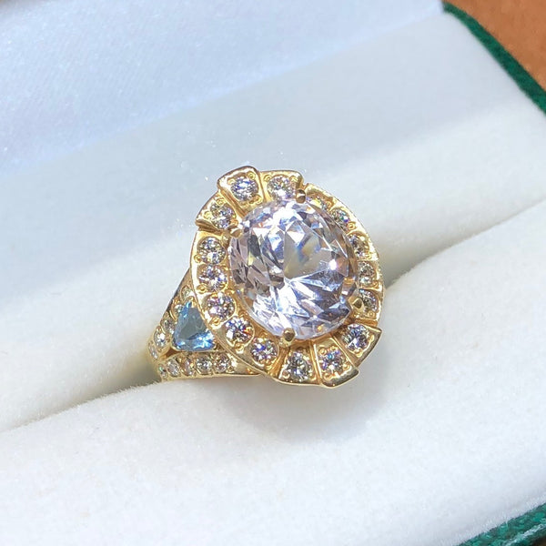 Kunzite and Diamond Ring