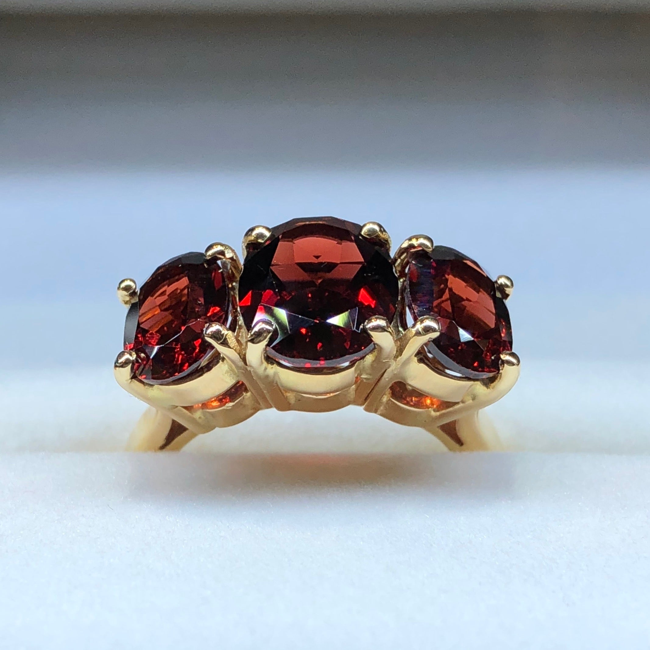 Yellow Gold Garnet Graduated Five-Stone Ring - 10k Emerald Cut 3.25ctw -  Wilson Brothers Jewelry